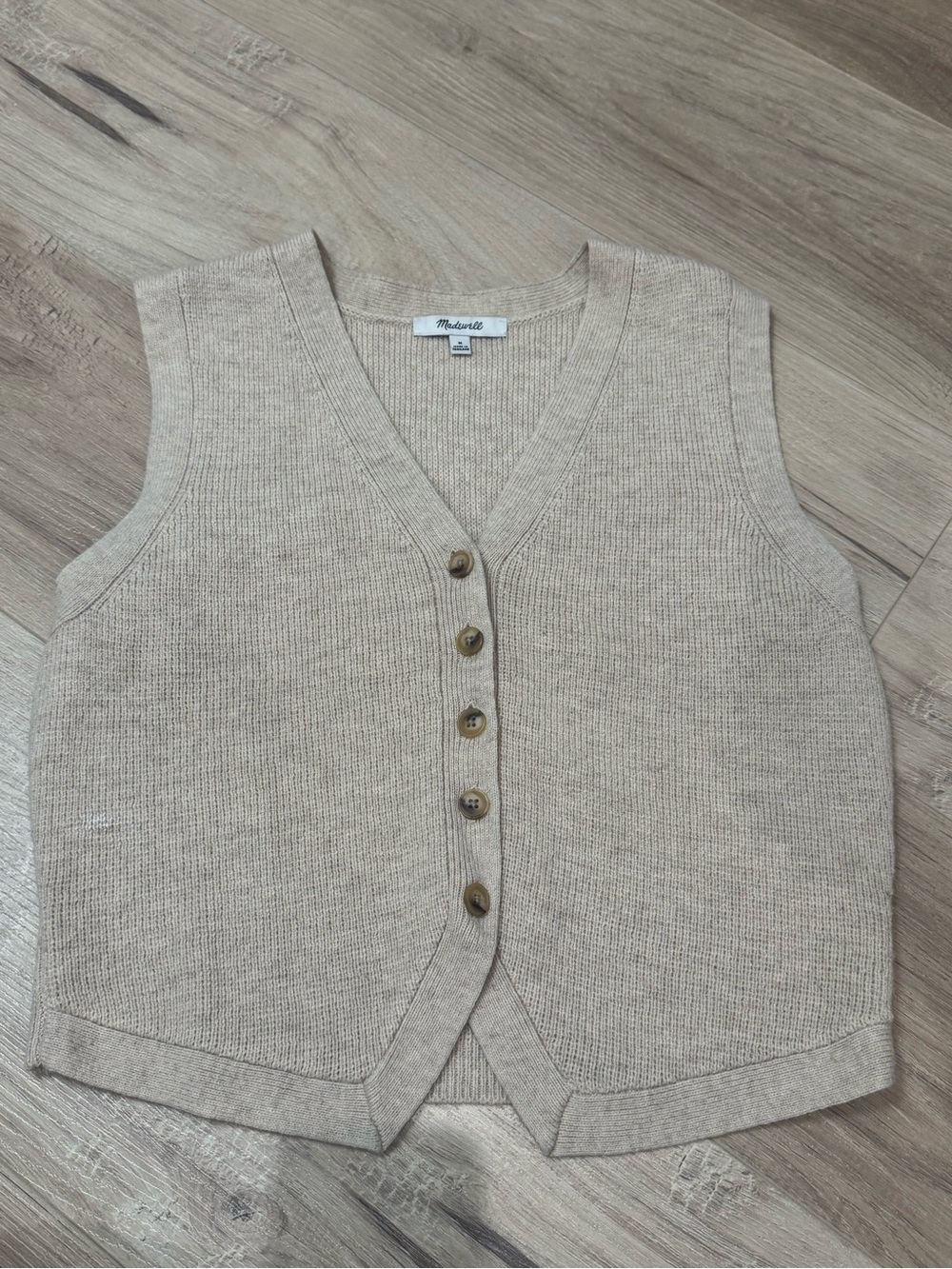 Madewell Beige Button-Front V-Neck Sweater Vest